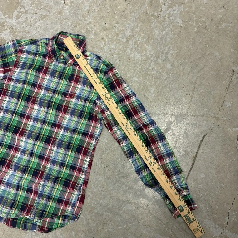 Polo Ralph Lauren Shirt Mens Medium Plaid Button Up Classic Cotton Preppy